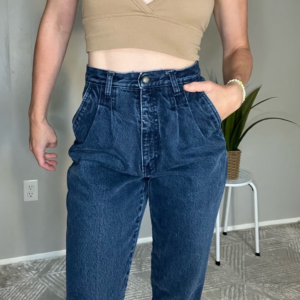 Vintage High Rise Women Jeans - Dark Blue - Bill Blass
